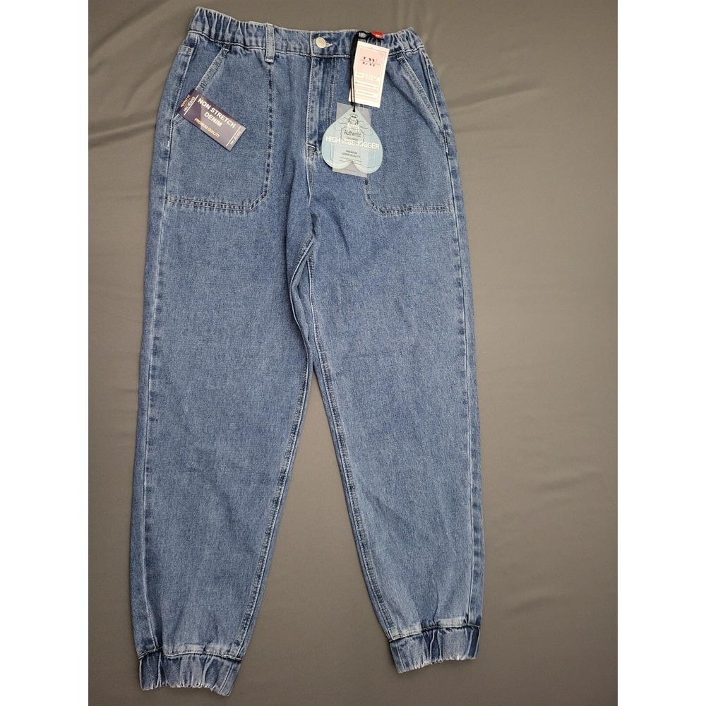 HH‎ Jeans Womens High Rise Jogger Blue Denim Pants Non Stretch Size Large NWT